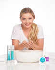 Licensed esthetician performing professional facial treatment using ID Skin skincare products